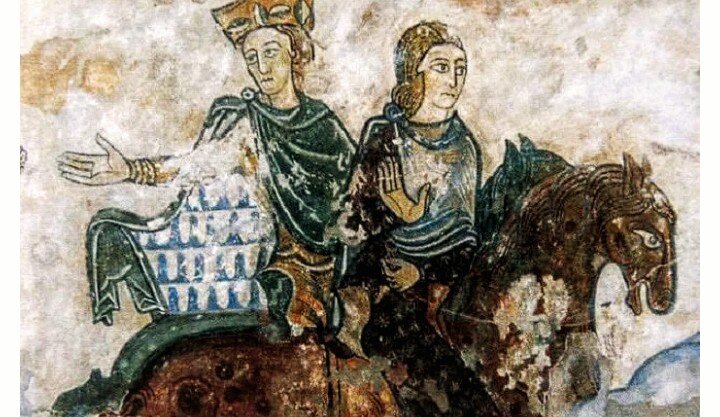 Фреска в храме св. Радегунды. Алиенора Аквитанская и Генрих II