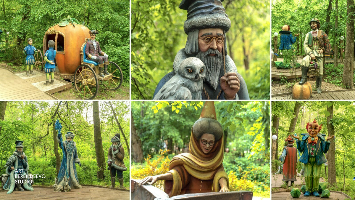 Скульптуры на «Тропе Сказок» в Московской Усадьбе Деда Мороза | ART BERENDEEVO STUDIO