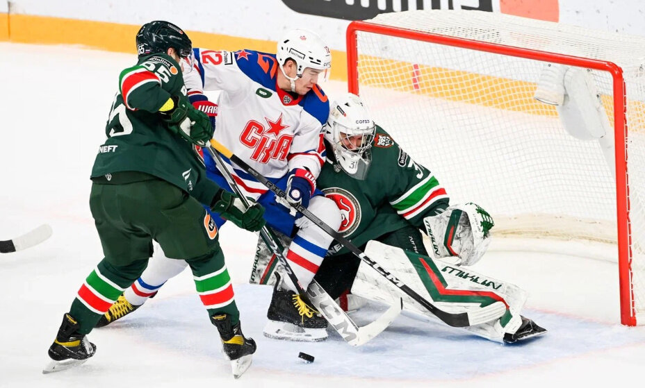    СКА сумел нанести поражение "Ак Барсу" в гостях. Фото: соцсети ХК СКА