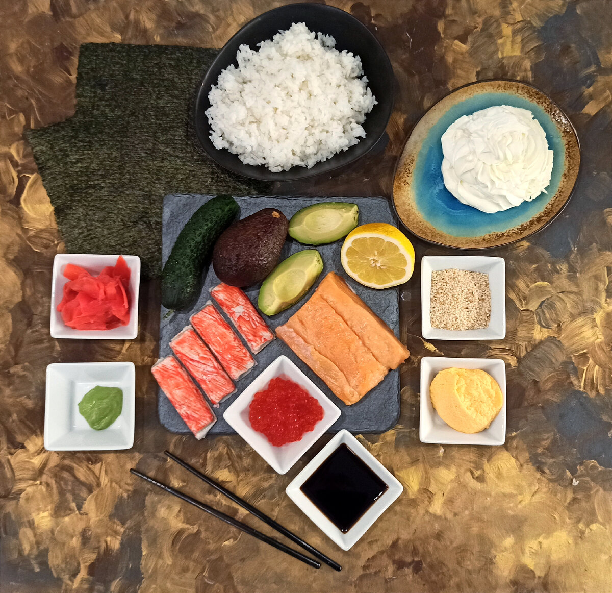 Суши-торт, пошаговый рецепт на ккал, фото, ингредиенты - Виктория