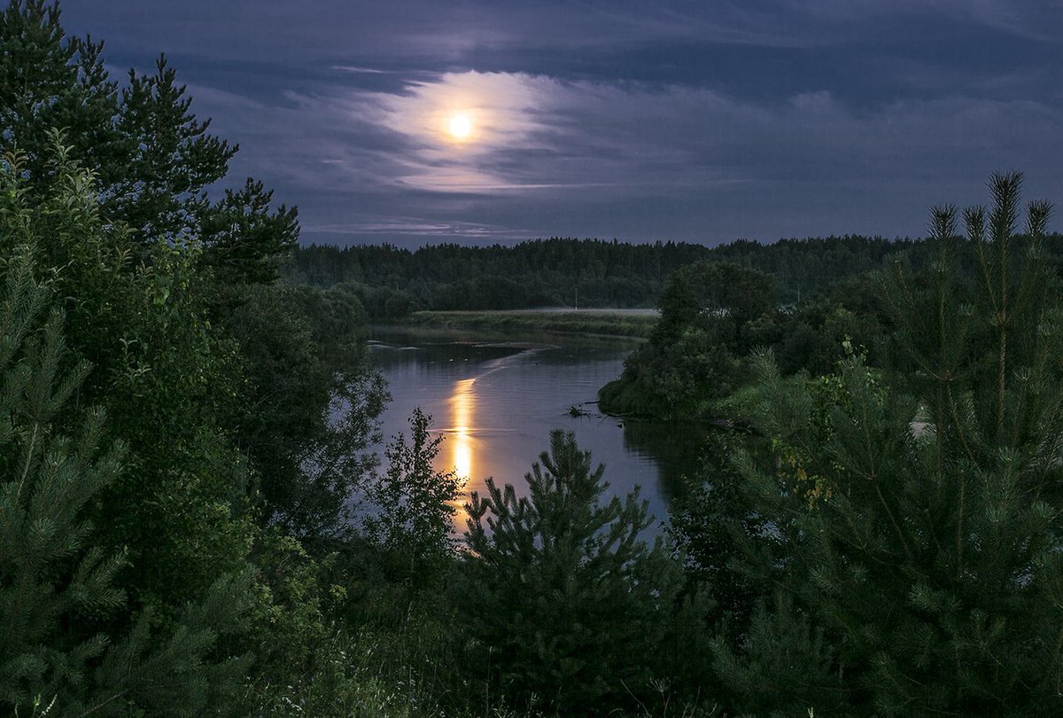 Над широкой речкою. Река ночью. Летняя ночь. Ночная речка. Луна река.