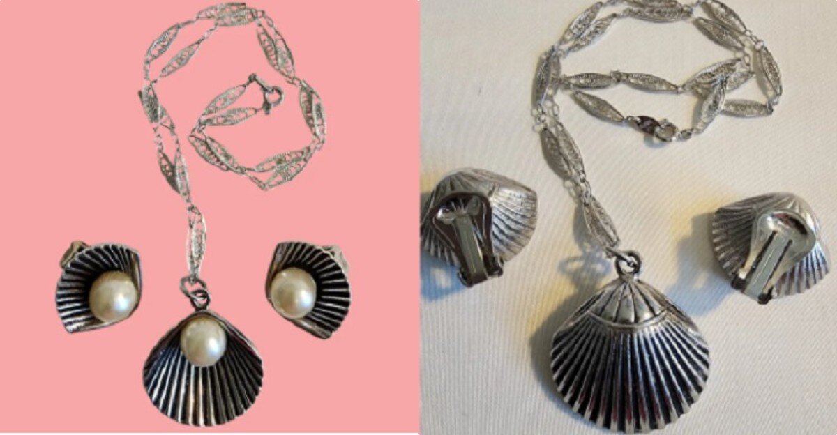 Сет описан продавцом как от компании Trifari, у подвески и клипс маркировки нет