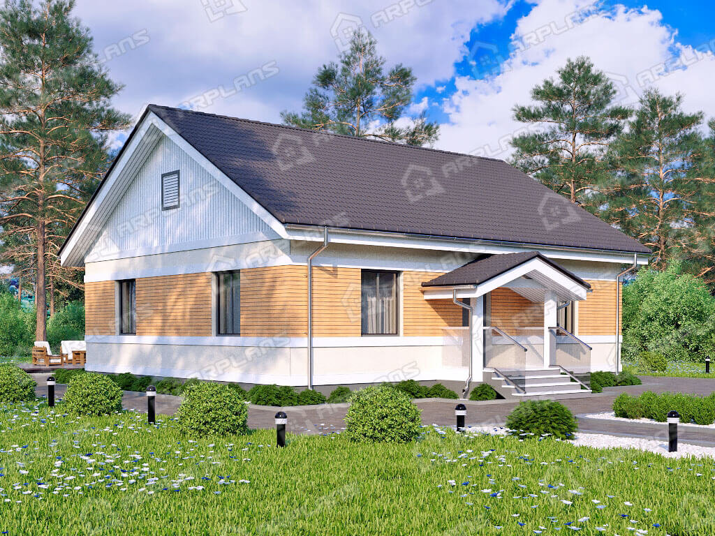 Фото 1 одноэтажного дома из газобетона. Источник arplans.ru Проект К-111 