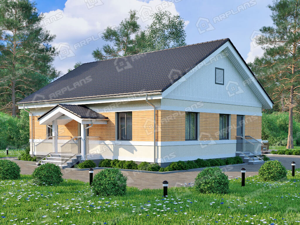 Фото 2 одноэтажного дома из газобетона. Источник arplans.ru Проект К-111 