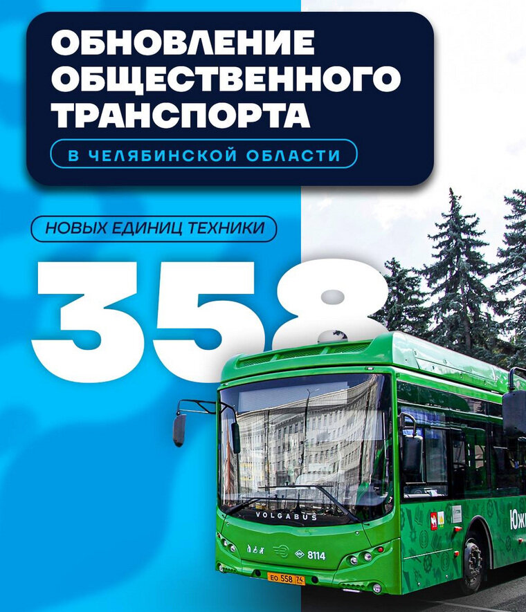    В Челябинской области в 2023 году появится 358 новых автобусов