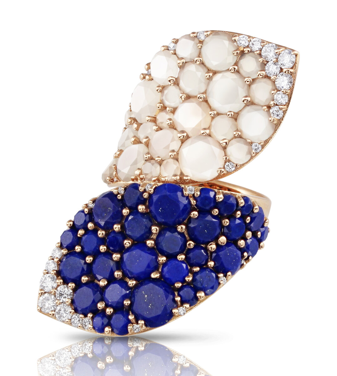 Кольцо Pasquale Bruni Lakshmi из розового золота с бриллиантами, лазуритами и лунным камнем