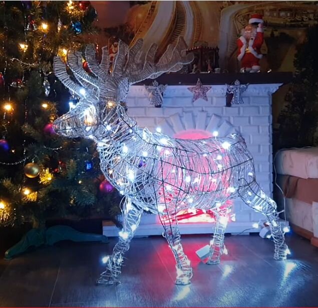Новогодний светящийся олень из проволоки своими руками DIY Christmas glowing deer Олень за руб