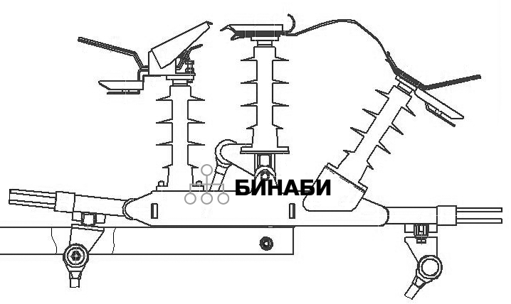 Разъединитель горизонтальной установки с двумя заземляющими ножами РЛК-2-10.IV/400 УХЛ1 или РЛК-2-10.IV/630 УХЛ1