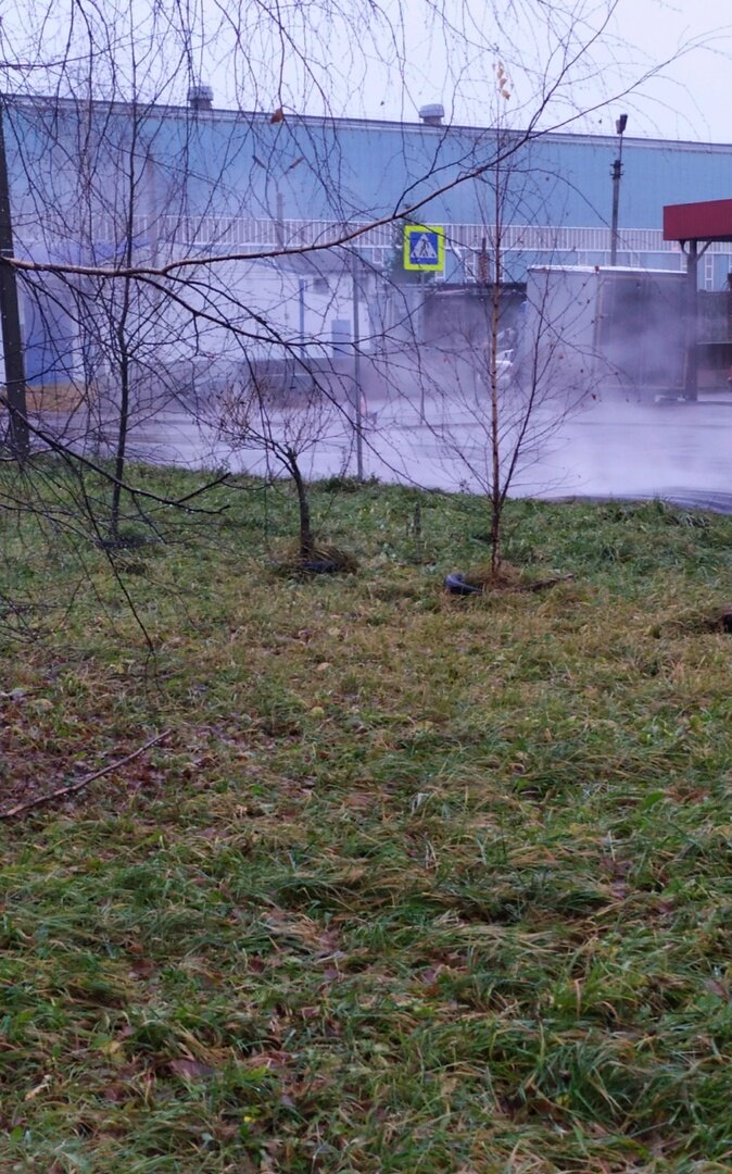 Дымок от свежеуложенного асфальта.