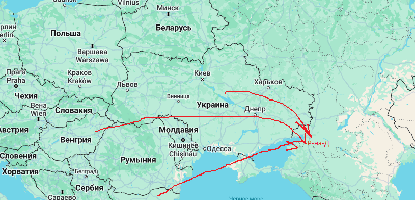 Карта перемещения сорта по одной из теории его завоза из Европы. 