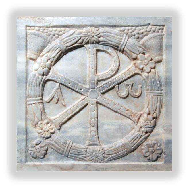 Христограмма. IV в. Релеф. Мрамор. Стенка саркофага. Музеи Ватикана