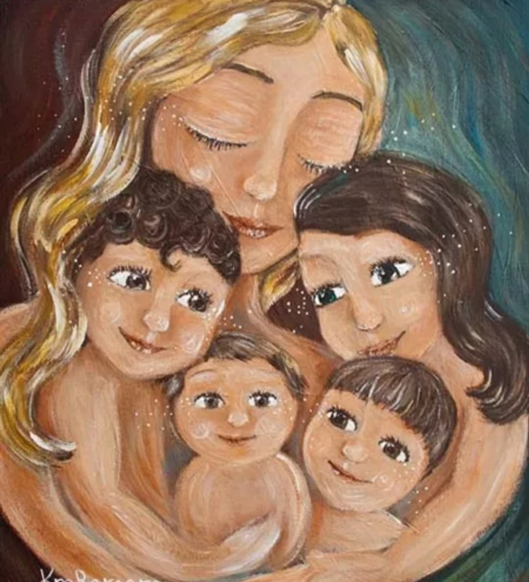 Кэти Берггрен картины семья. Многодетная мама. Мама с ребенком рисунок. Картина семья для детей.