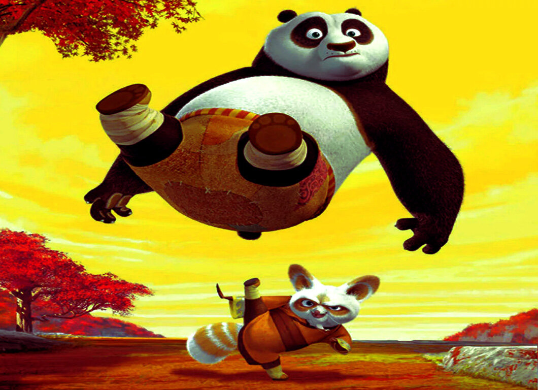 «Волшебный пендель». В качестве исходного изображения использован скриншот из мультфильма «Кунг-фу Панда» (2008 год). 