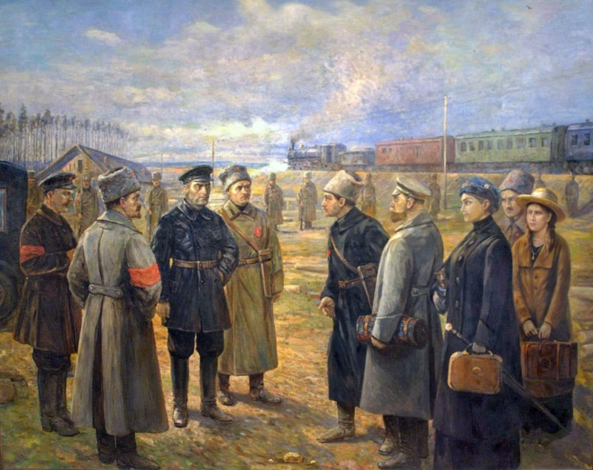 «Передача Романовых Уралсовету». Художник - В. Н. Пчелин, 1927 год. Размеры картины: 260 см в высоту и 320 см в ширину 