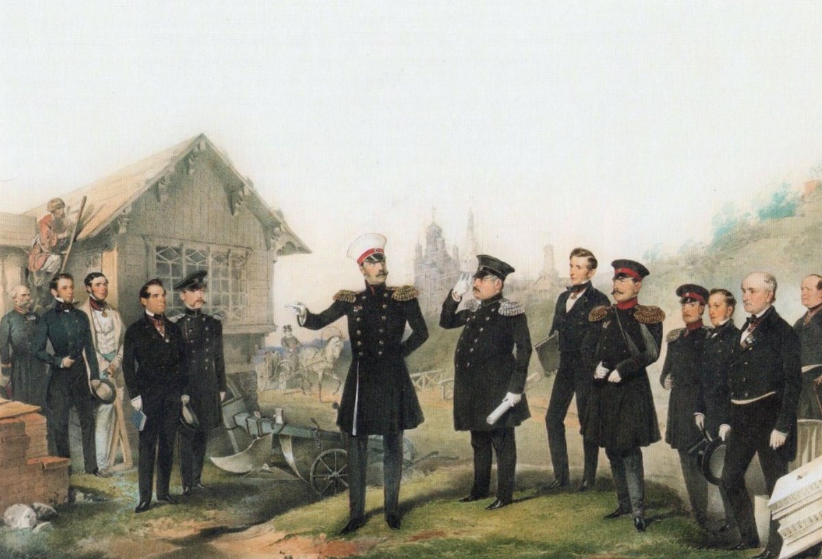 Николай I на работах в Петергофе. Михаил Зичи, 1858 г.