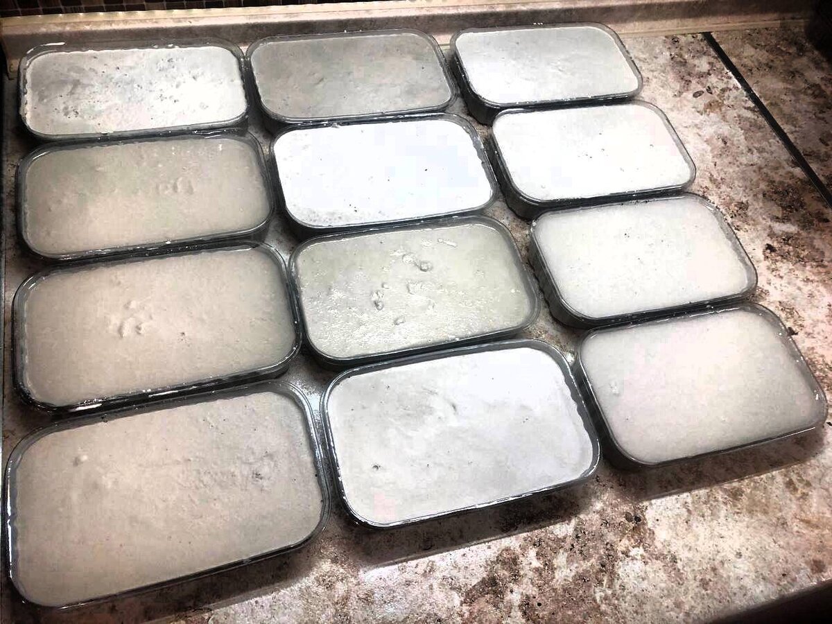 На фото готовый прижим в контейнерах из гипса Алибастер.