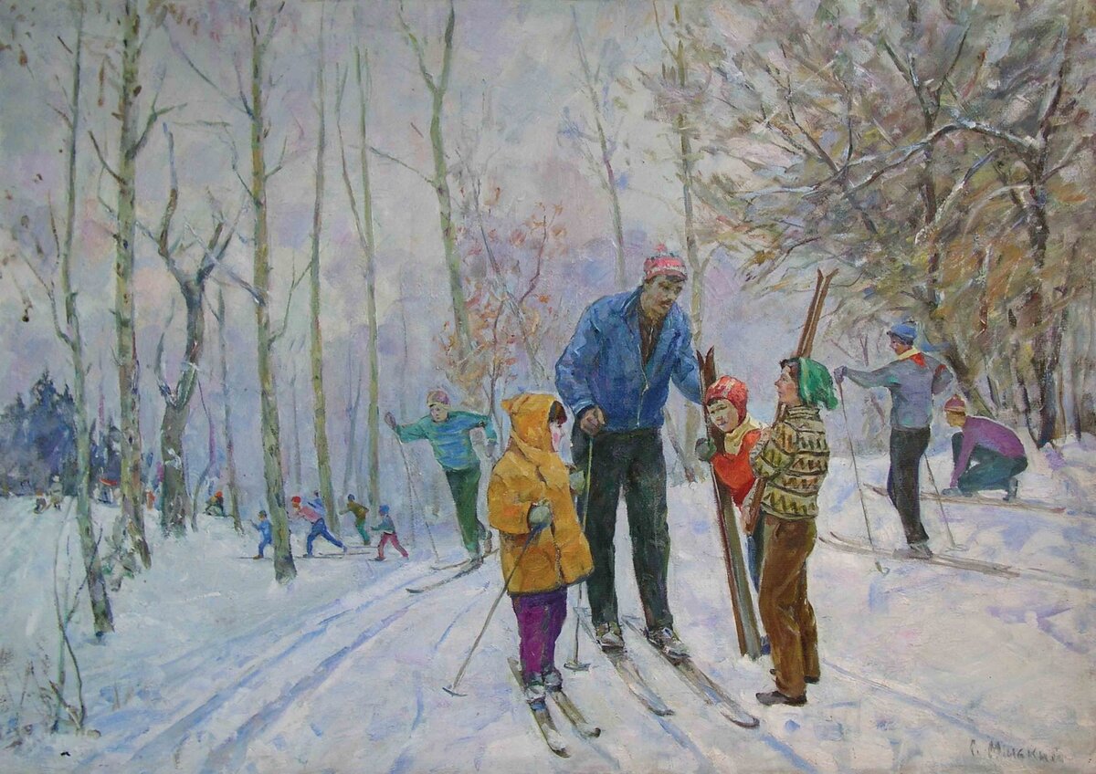 Лыжи прогулка на свежем воздухе