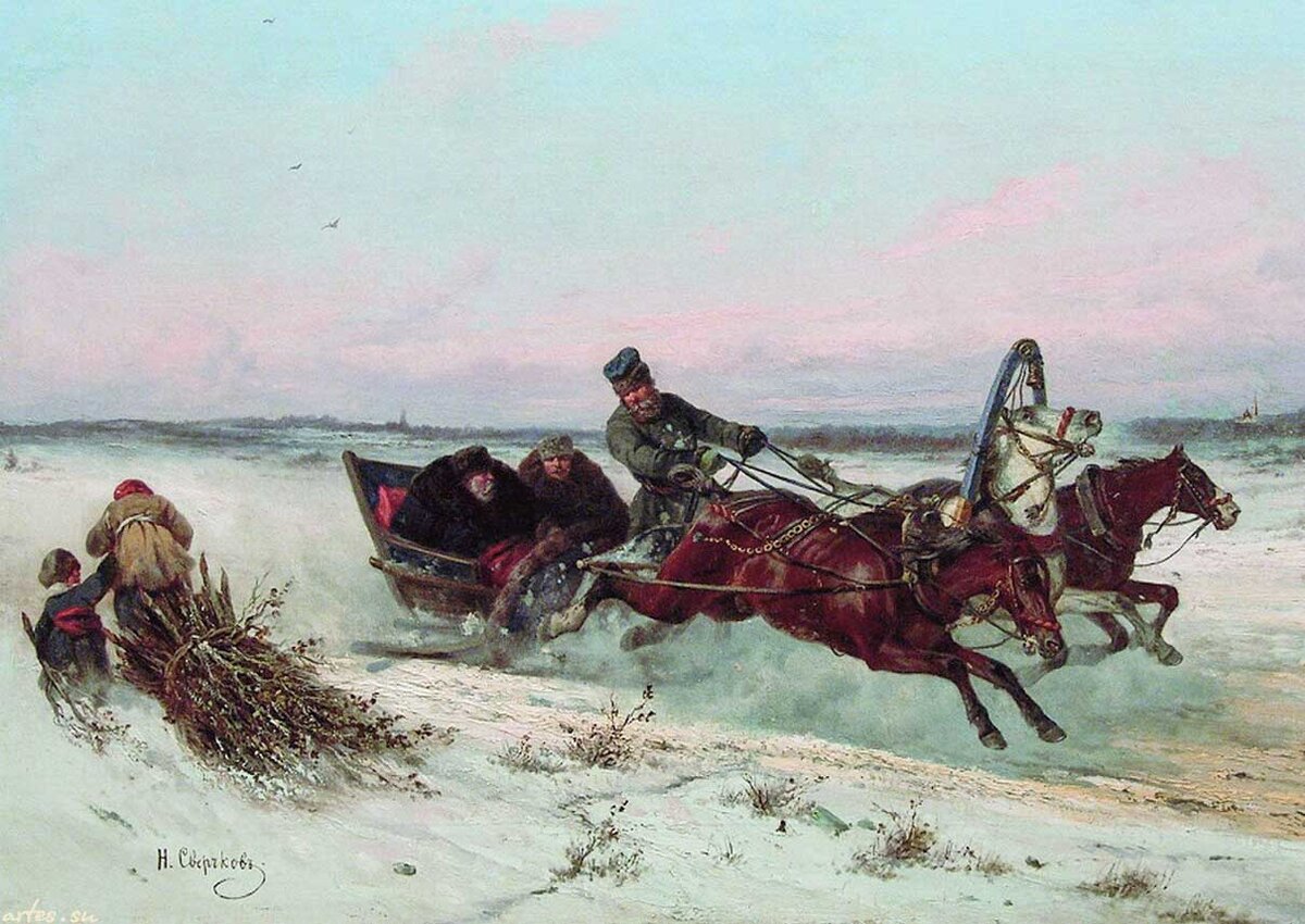 Н.Е. Сверчков. Тройка зимой