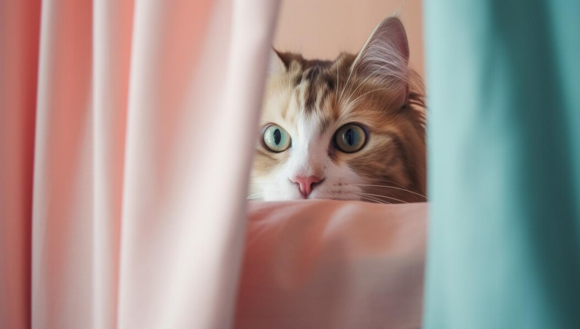Кот выглядывает