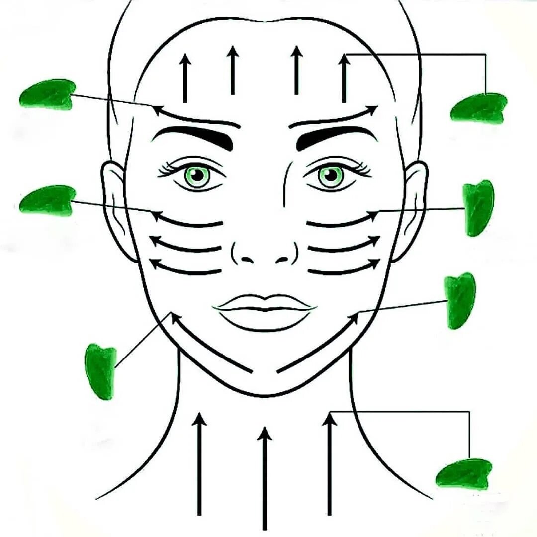 Massage как пользоваться. Массажные линии лица для Гуаша. Скребок Гуаша массажные линии. Скребок Гуаша массажные линии на лице. Схема массажа Гуаша для лица скребком.