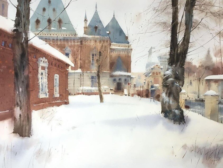 Художник Сергей Курбатов, акварель.
