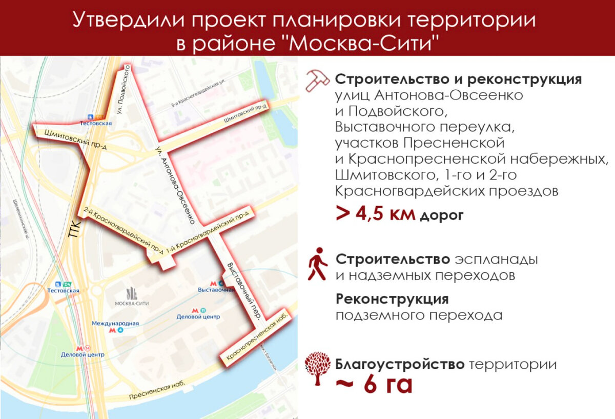 Утвержден проект строительства и реконструкции дорог в районе «Москва-Сити»  | stroi.mos.ru | Дзен