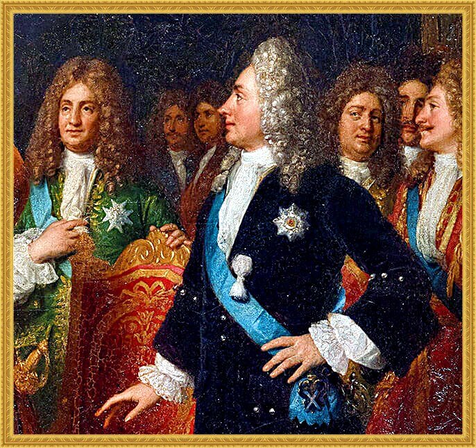 Князь Куракин на картине "Людовик XV и Петр Великий 10 мая 1717 года", Автор Луиза-Мария-Жанна Херсент, 1838-1840. Версальский дворец. 