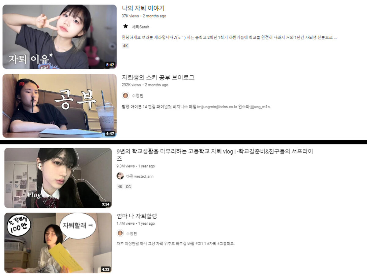 Список видеороликов, снятых бросившими старшую школу, которые делятся своим опытом (YouTube)