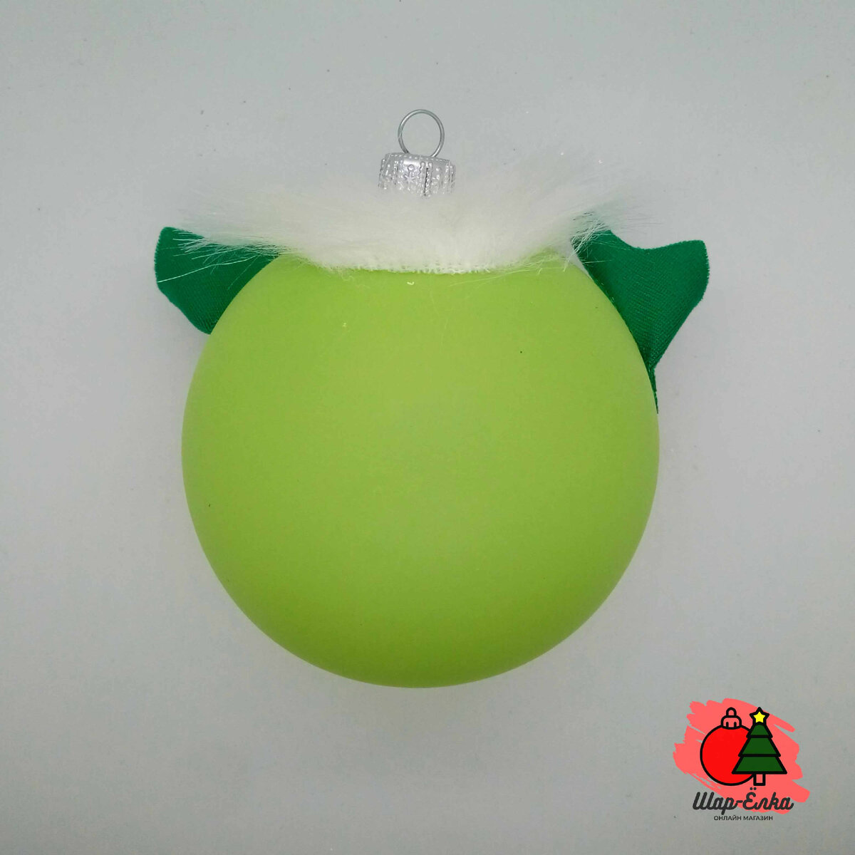 Ёлочный шар 100 мм "Ушастый" Подарочный (Бирюсинка) зеленый