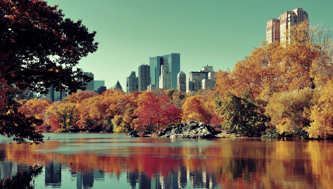 Виды осеннего Нью-Йорка.