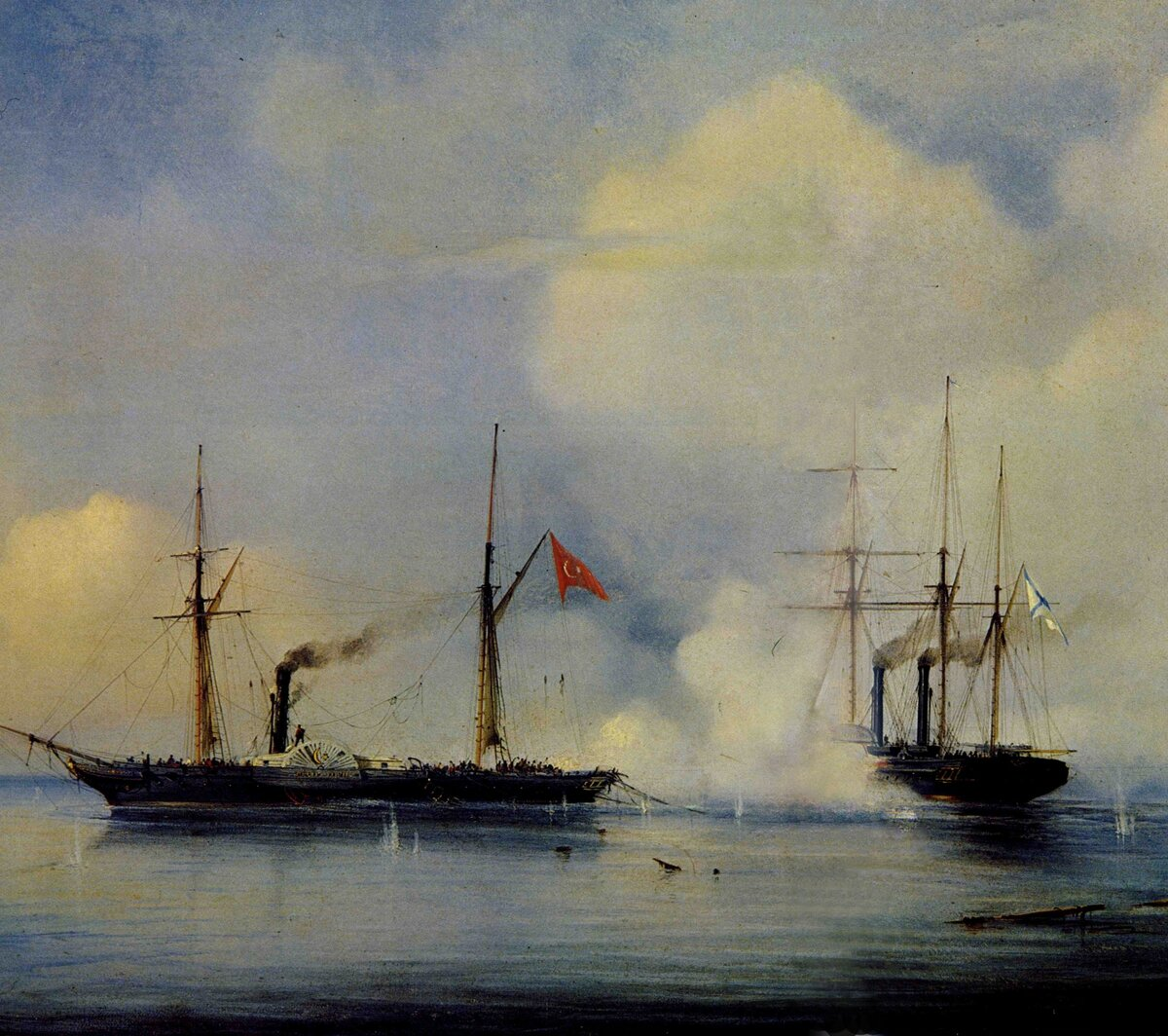 1853, 5 ноября (17 ноября) по старому стилю: Во время русско-турецкой войны состоялся первый бой паровых кораблей. Российский пароходофрегат «Владимир» под командой капитан-лейтенанта Г.И. Бутакова захватил 10-пушечный турецкий пароход «Перваз-Бахри».