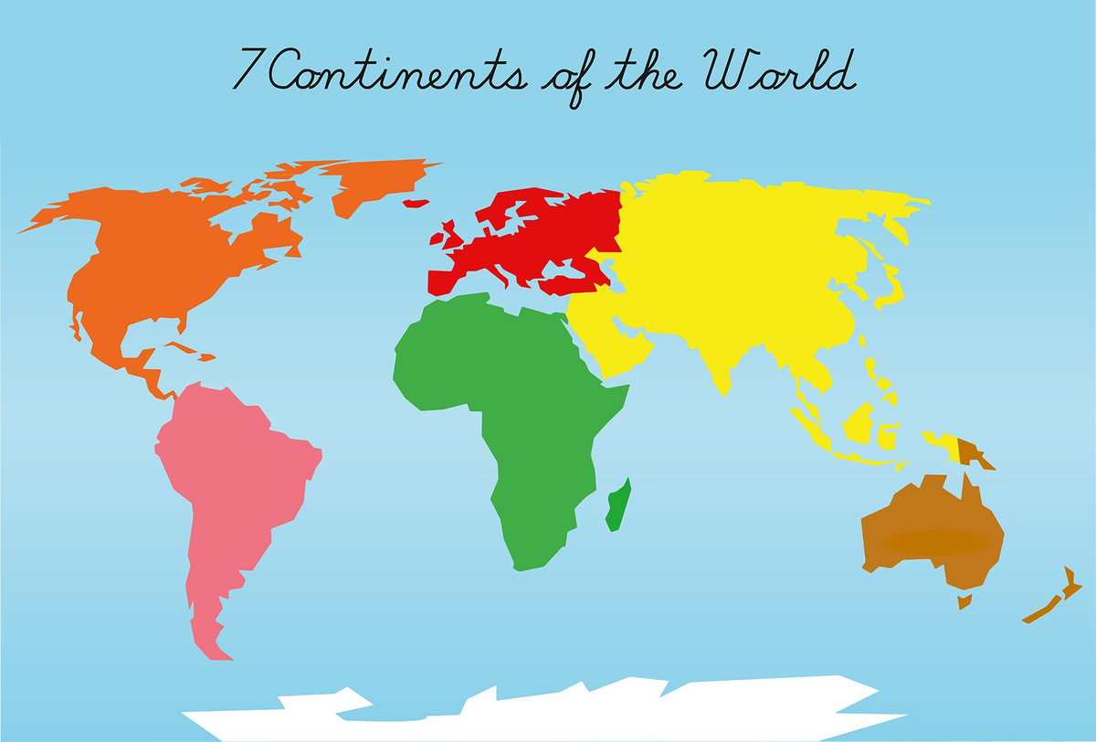 Семь континентов. Карта континентов.