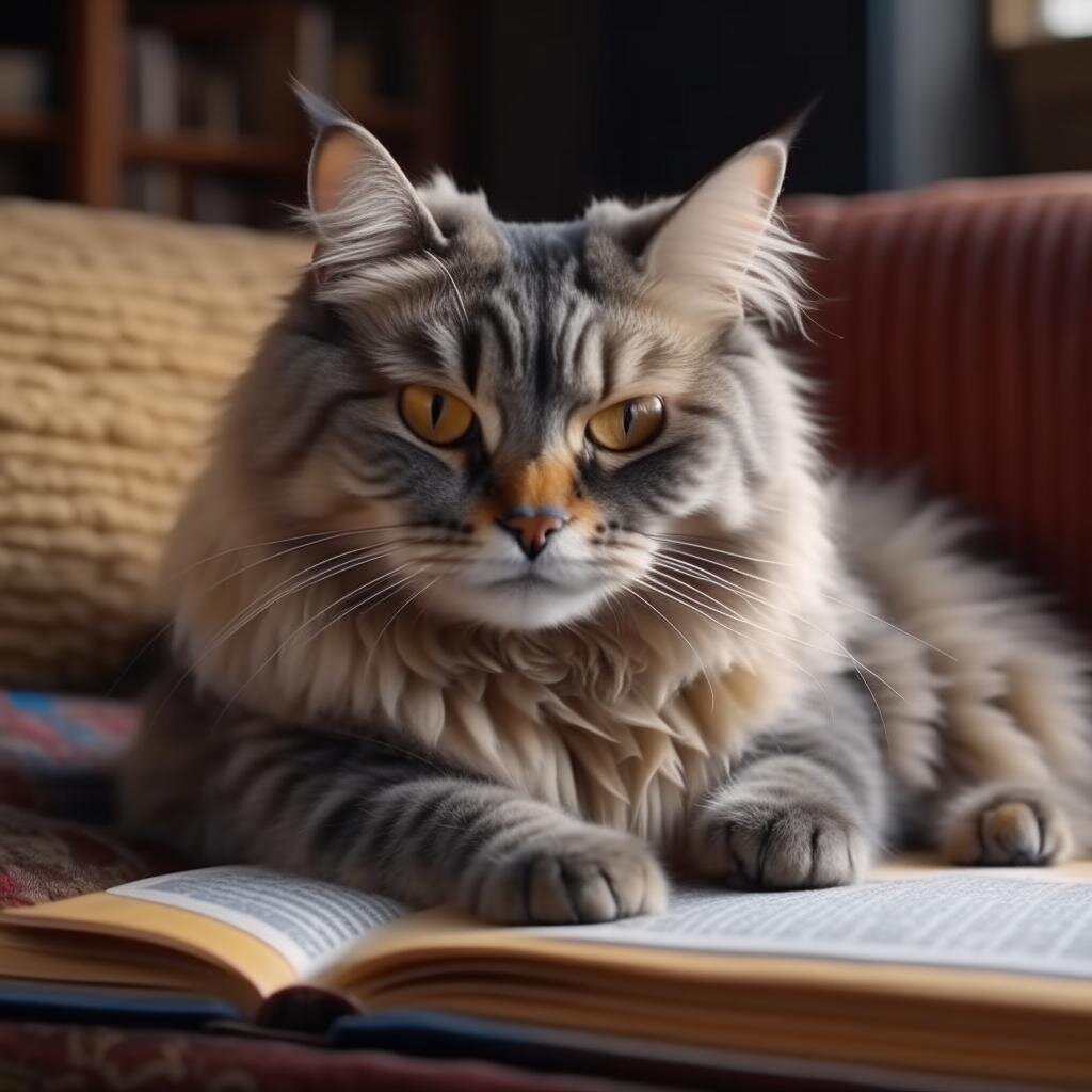 А как определить характер котика, который читает книги?