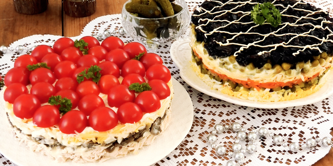 "Красная шапочка" и "Праздничный". Салаты на Новогодний стол и любое торжество.
