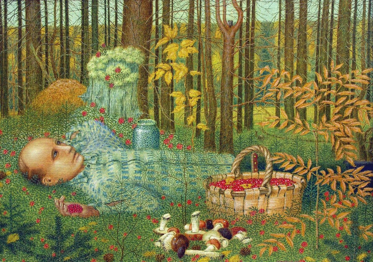 Георгий Попов. Николай Рубцов в осеннем лесу. 