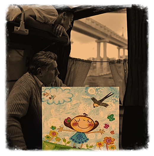 Молодой человек то и дело восхищенно говорил отцу: «Смотри, какие деревья! А вот речка! Папа, гляди, птицы!"