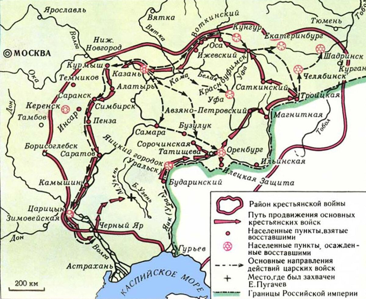 У яицкого городка к восставшим примкнул. Восстание Емельяна Пугачева карта. Восстание Емельяна пугачёва карта. Восстание Емельяна Пугачева 1773-1775 карта. Карта Восстания Пугачева 1773-1775.