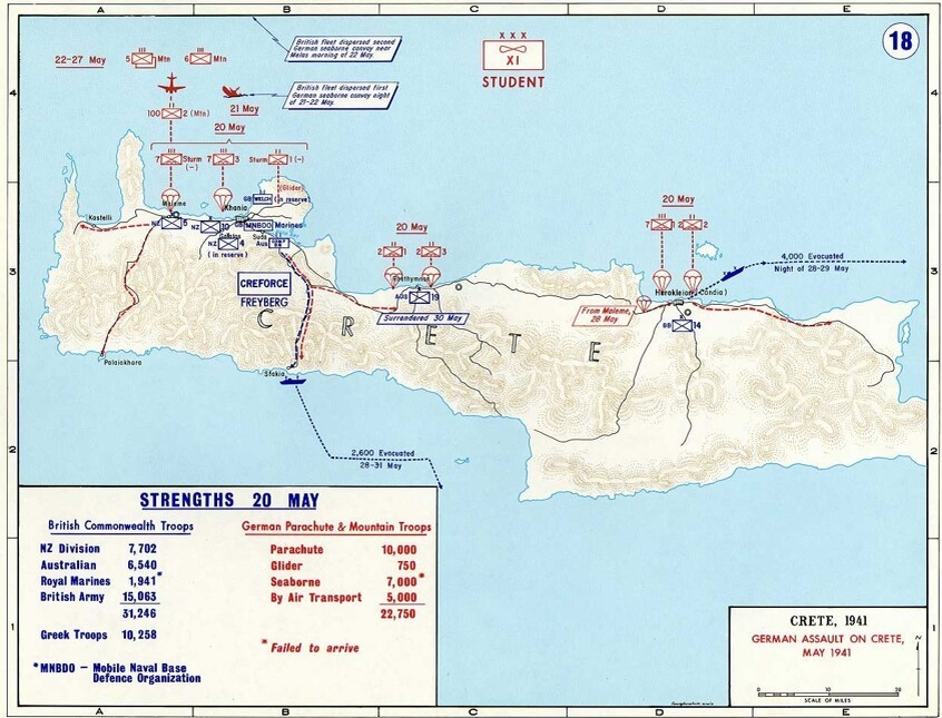 Ход операции по захвату Крита. Фото из открытых источников