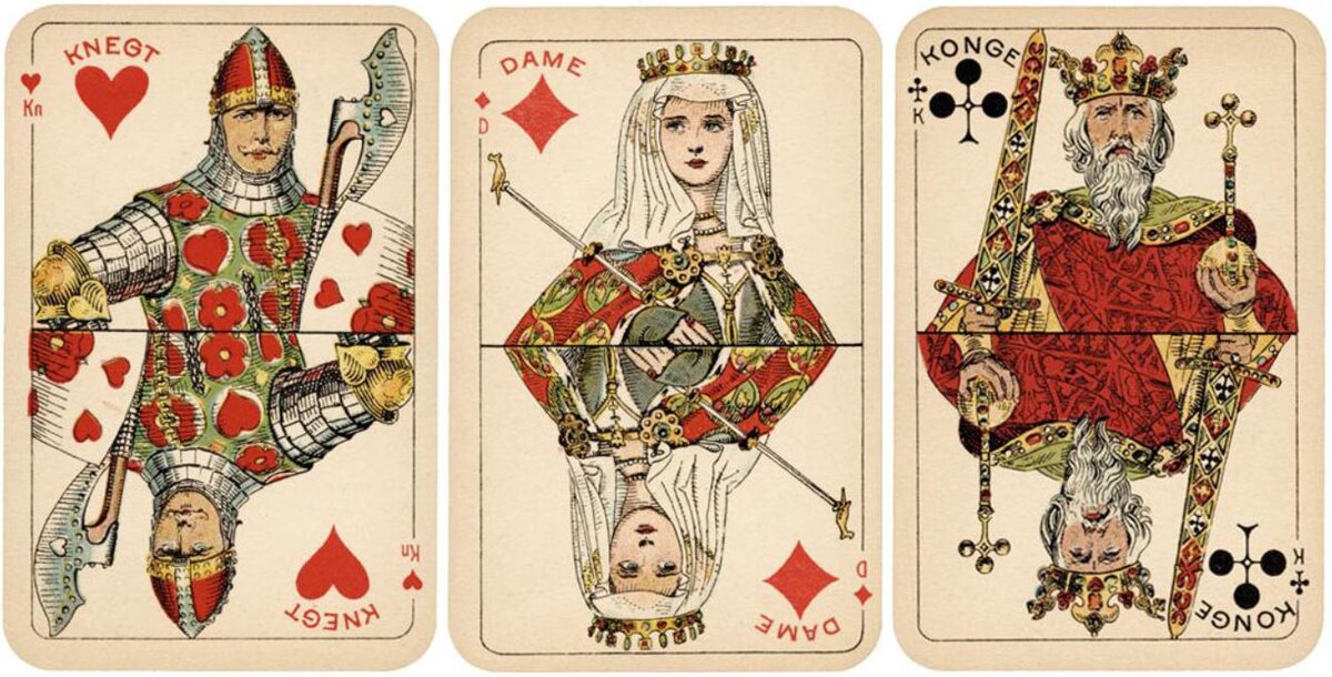 Колода издательства "Litografia Aktiebolag de Kristiania" (Норвегия) напечатано "Goodall" (Британия), 1910г