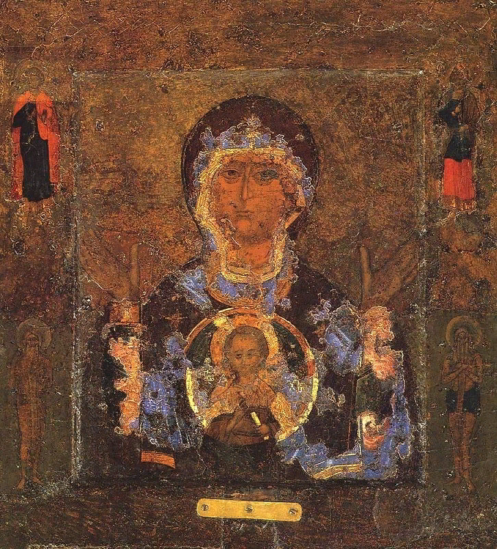 Новгородский список иконы Божией Матери «Знамение» XII в. Софийский Собор Великого Новгорода.