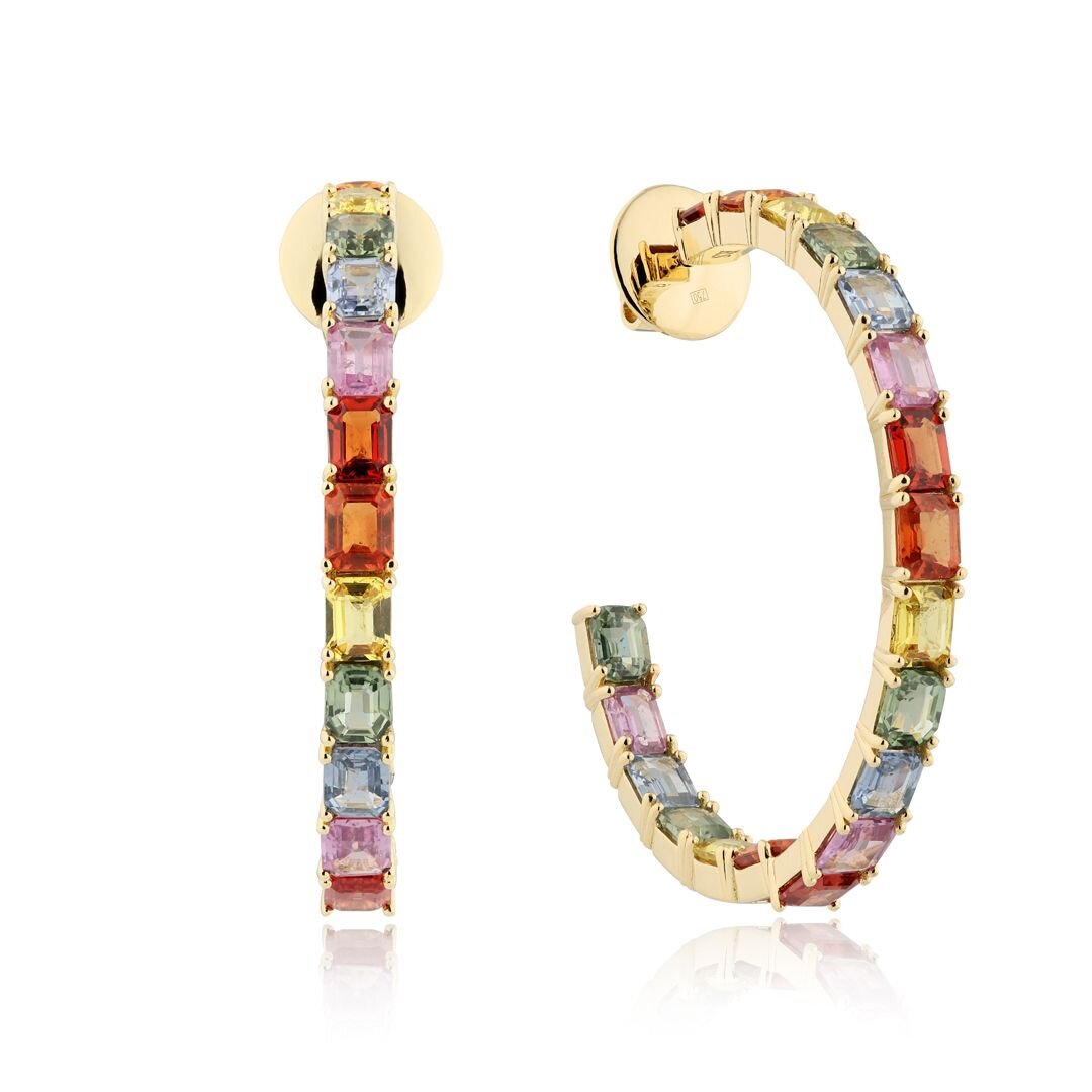 ПУСЕТЫ ИЗ ЖЕЛТОГО ЗОЛОТА С САПФИРАМИ 19.55 ct