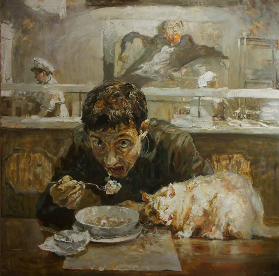 Работа художника  Константина Лупанова / Konstantin Lupanov  «Пельменная» холст,масло, 130 х 130 см, 2013