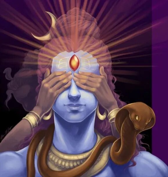 Андхкака родился после того, как Парвати закрыла глаза Шивы руками. Фото: Detechter