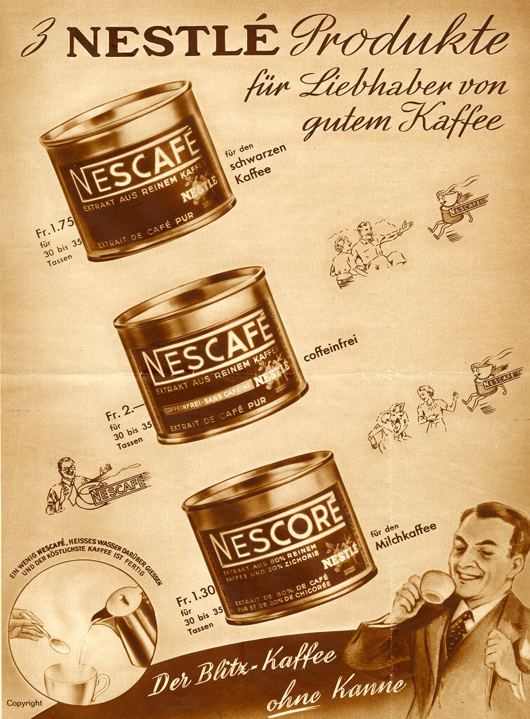 рекламный баннер Nescafe 1940-х годов.