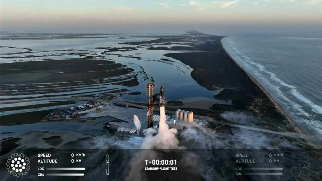    Включение “водной завесы” перед стартом Starship S25 и РН Super Heavy B9 18.11.2023
