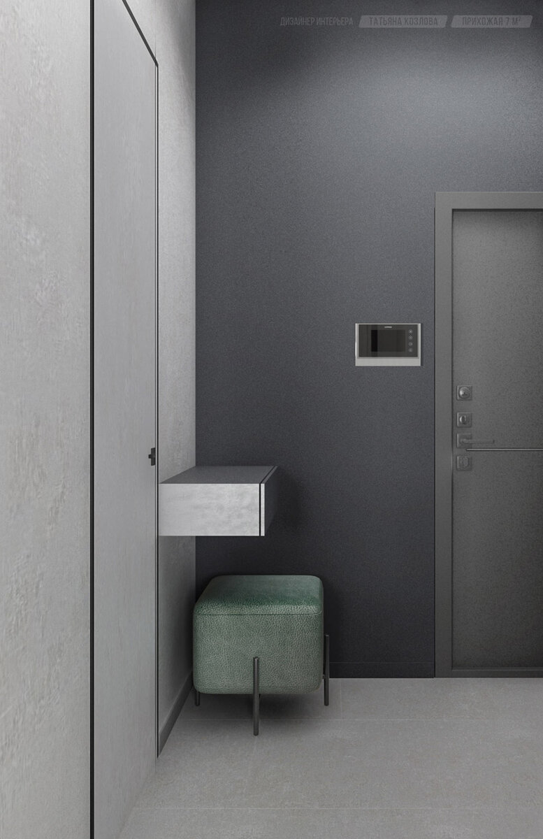 Интерьер серой прихожей в стиле минимализм