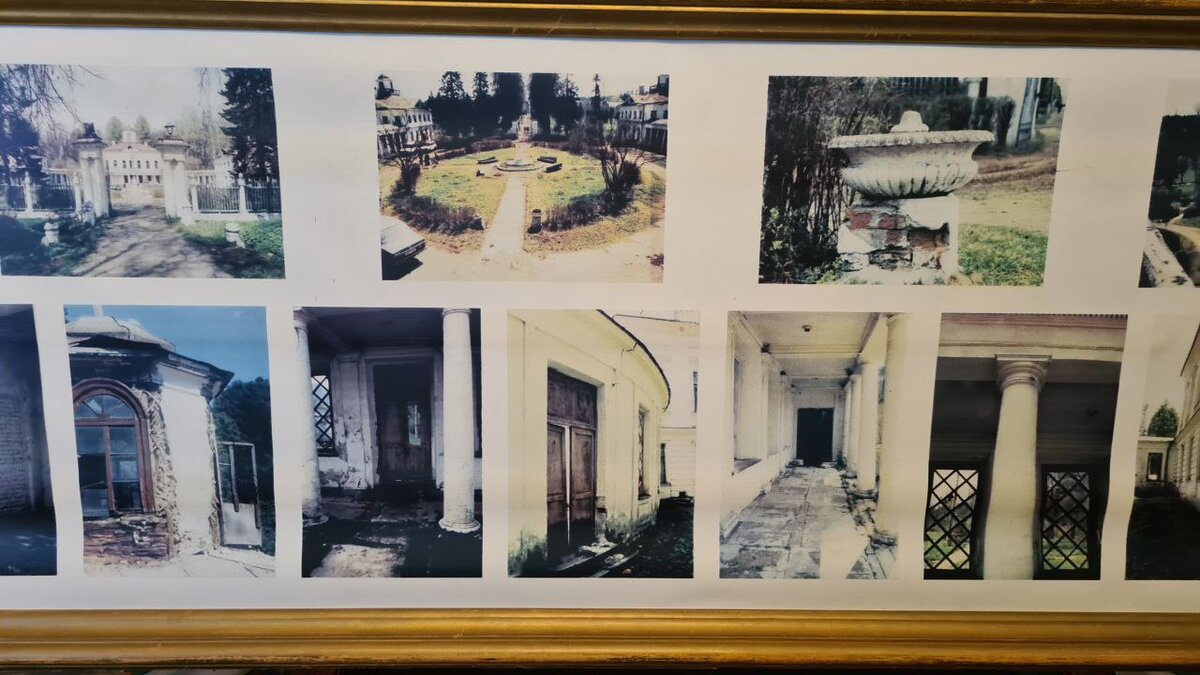 Внутри дома можно увидеть фото усадьбы до недавней реставрации