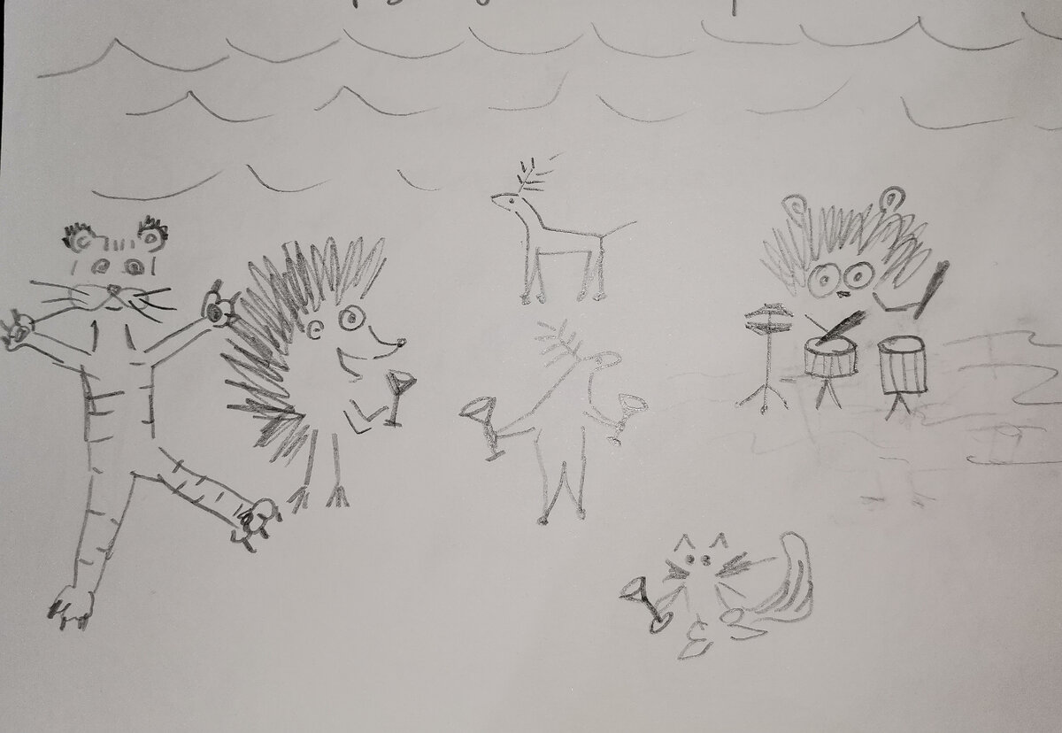 Праздничная вечеринка в честь нового дома Шиншилленка. Виновник торжества на ударных.