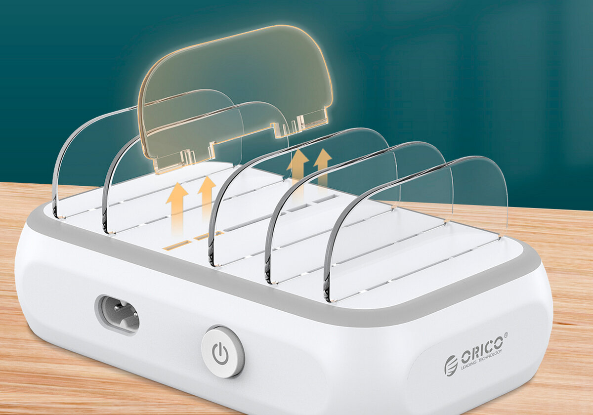Съемные держатели ORICO-APD-4U1C-EU-WH-BP легко вынимаются, что облегчает уход за устройством