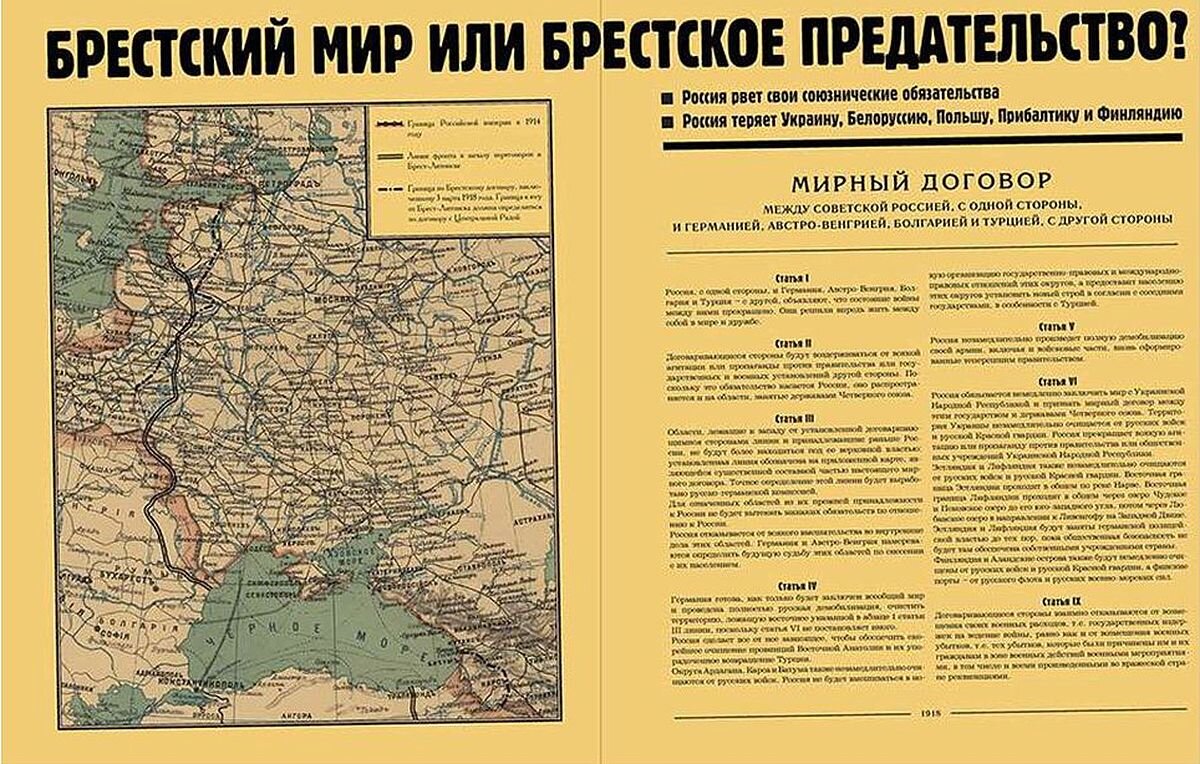 Предательский Брестский мирный договор от 03 марта 1918 года.